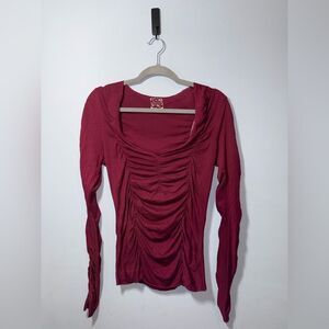 Flounce TBD Women’s Rouched Long Slv y2k romantic vamp Night out top L GUC